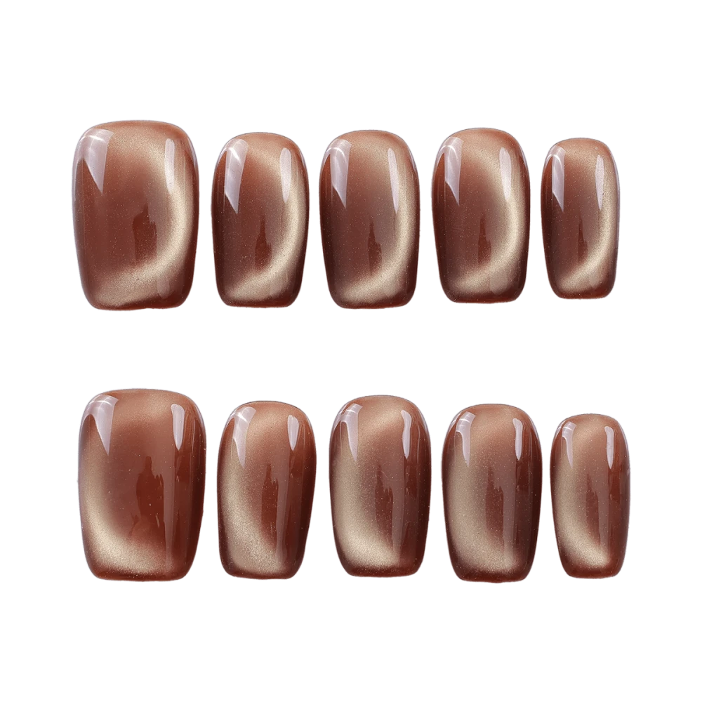 Chocolate Brown Cat Eye Press-on Nails