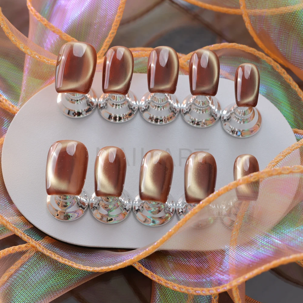 Chocolate Brown Cat Eye Press-on Nails