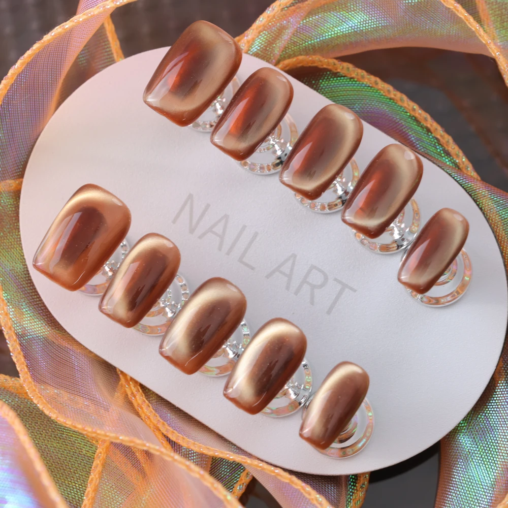 Chocolate Brown Cat Eye Press-on Nails