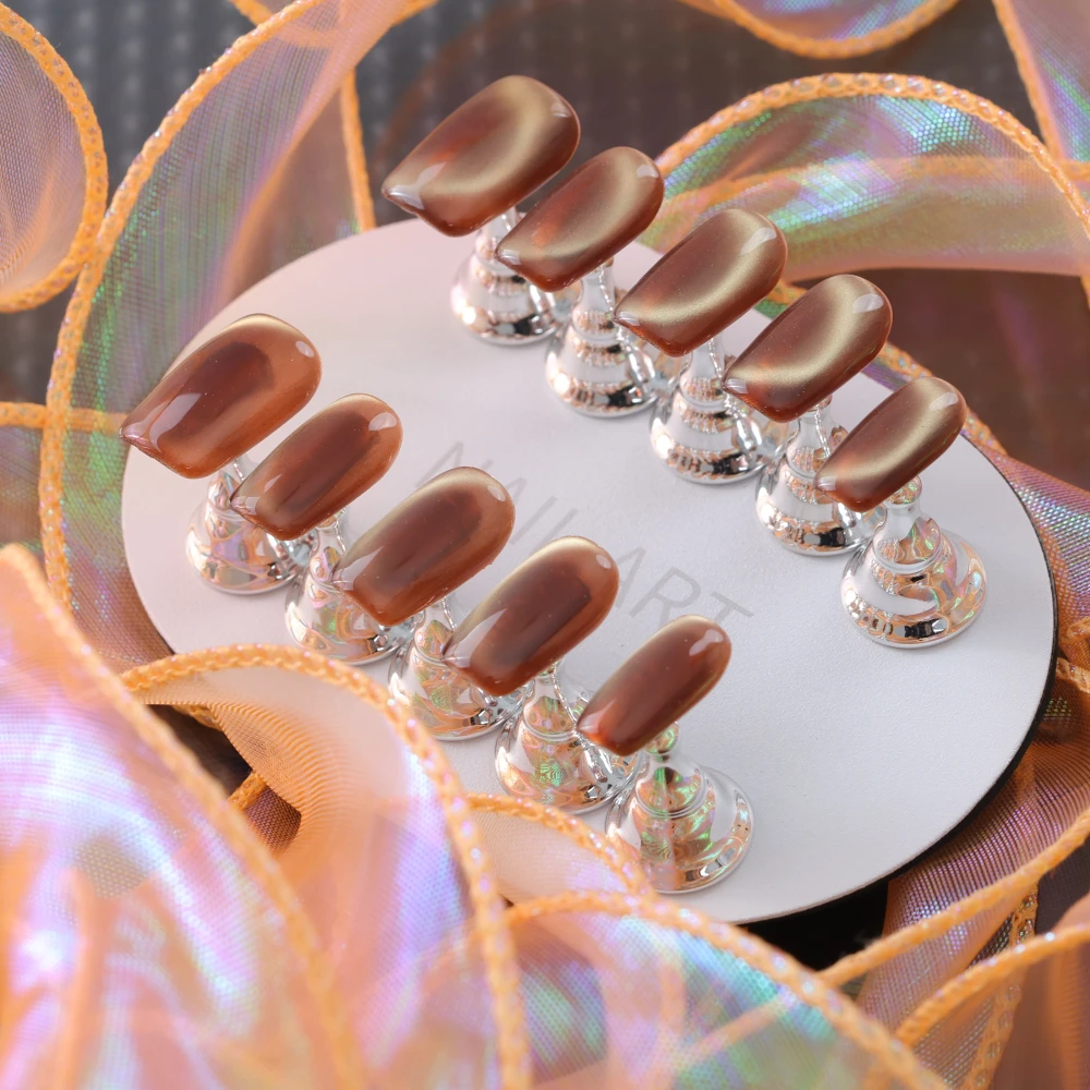 Chocolate Brown Cat Eye Press-on Nails