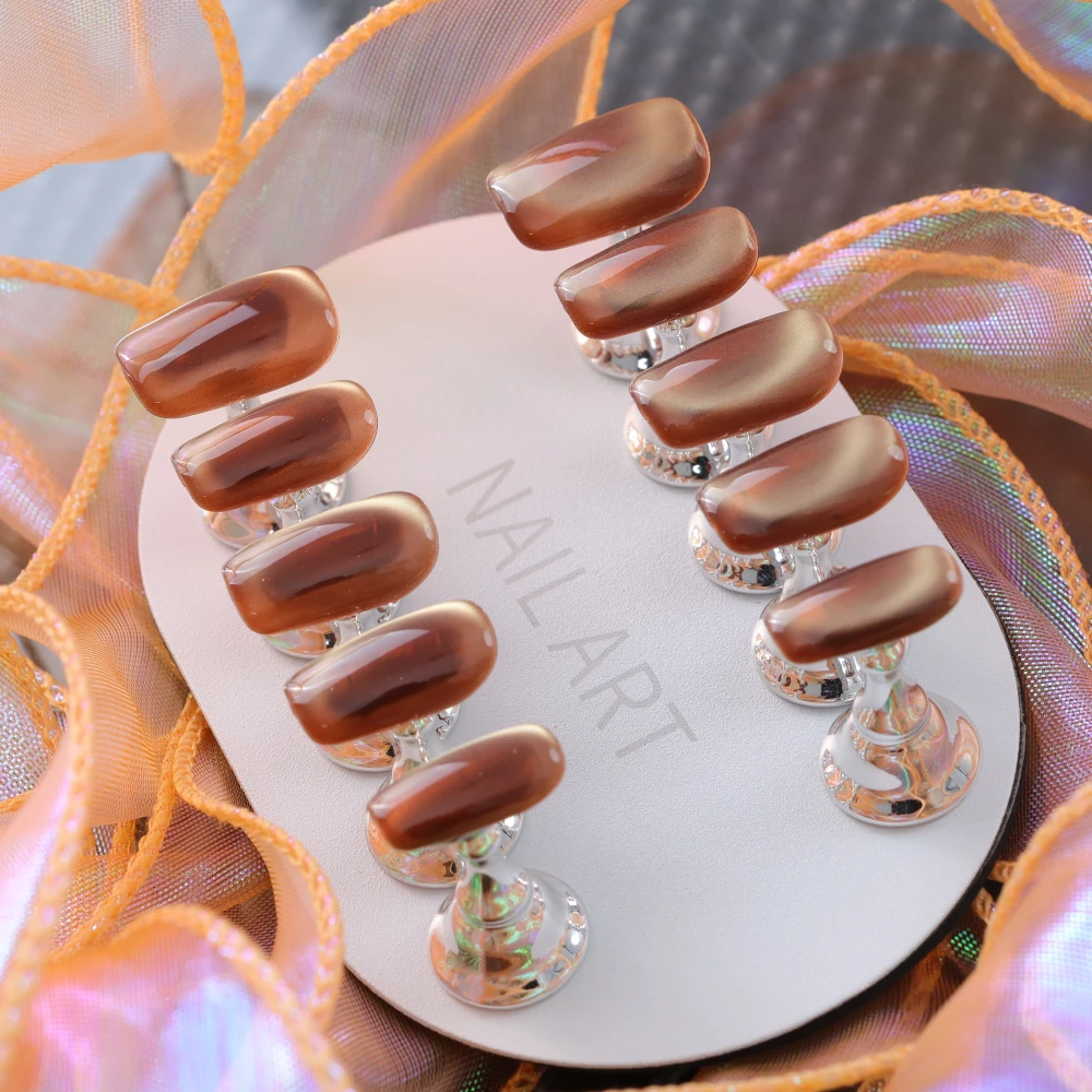 Chocolate Brown Cat Eye Press-on Nails