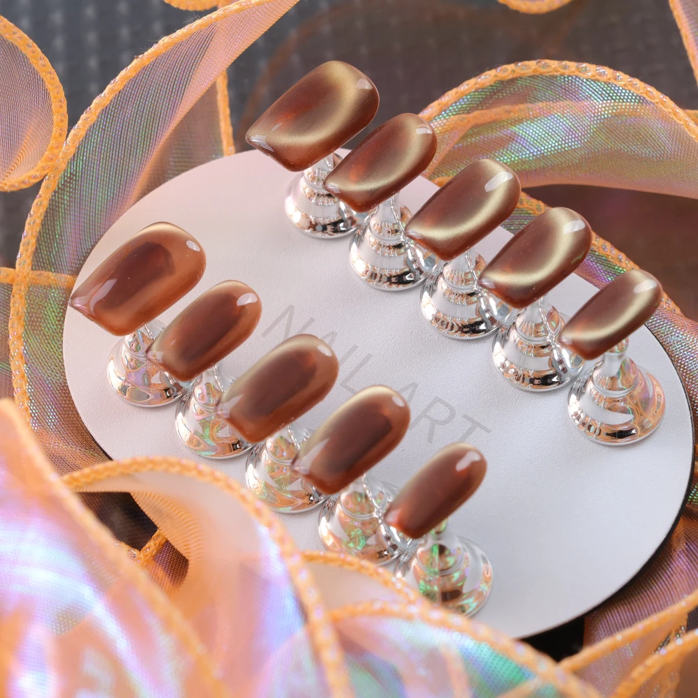 Chocolate Brown Cat Eye Press-on Nails