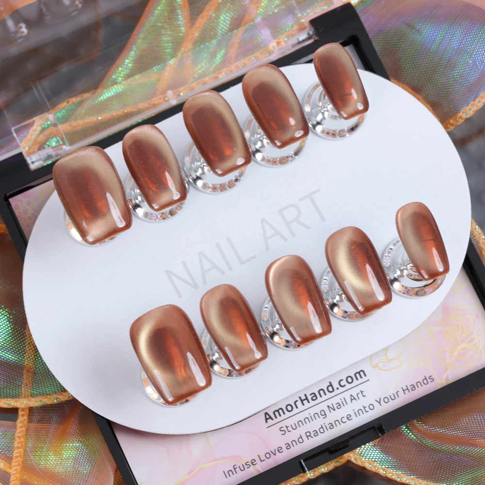 Chocolate Brown Cat Eye Press-on Nails