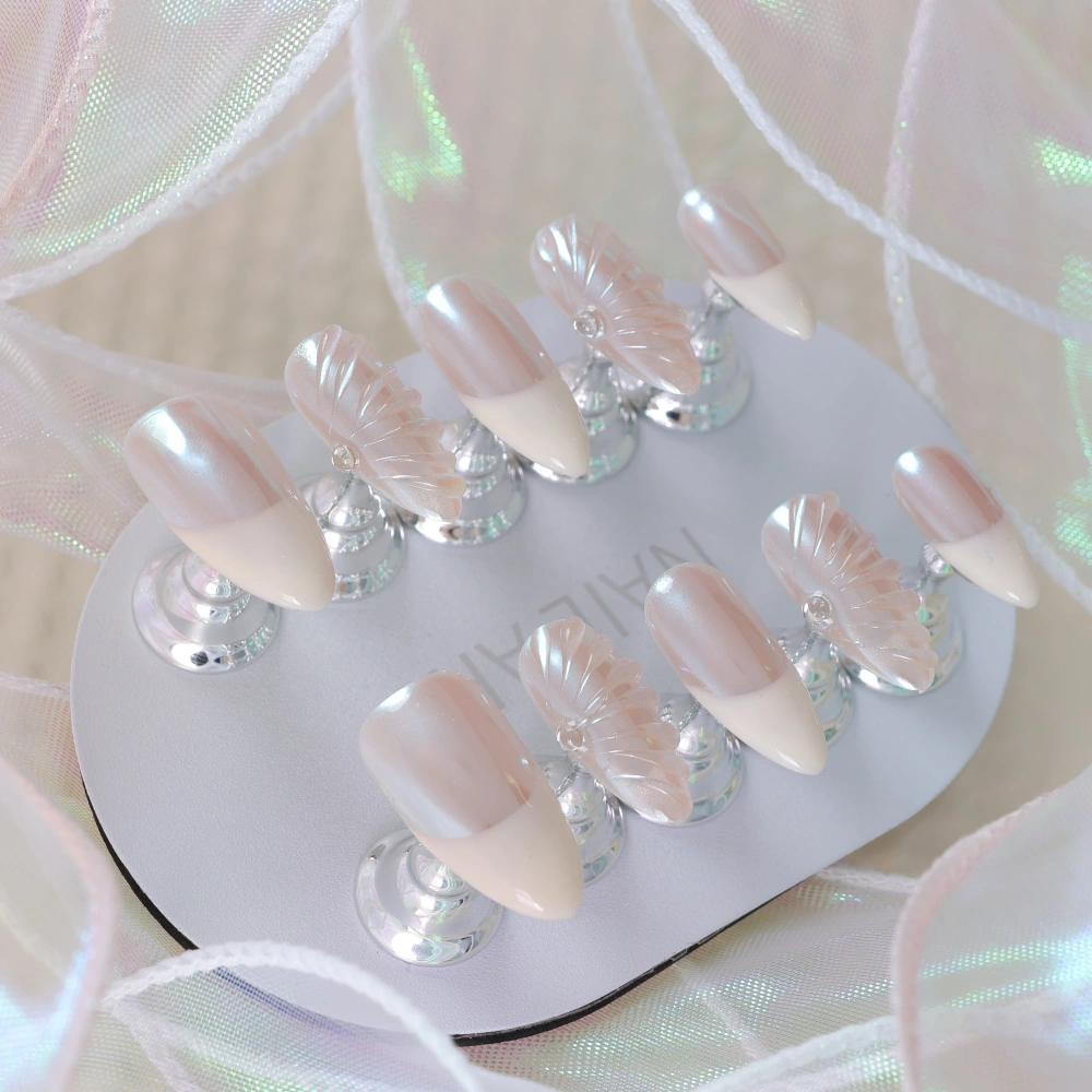 High-End Pearl Shell Pattern Press-On Nails