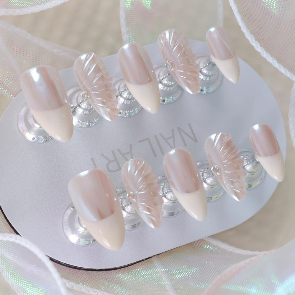 High-End Pearl Shell Pattern Press-On Nails