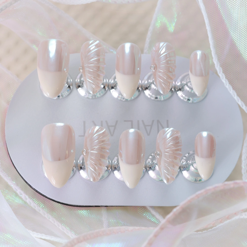 High-End Pearl Shell Pattern Press-On Nails