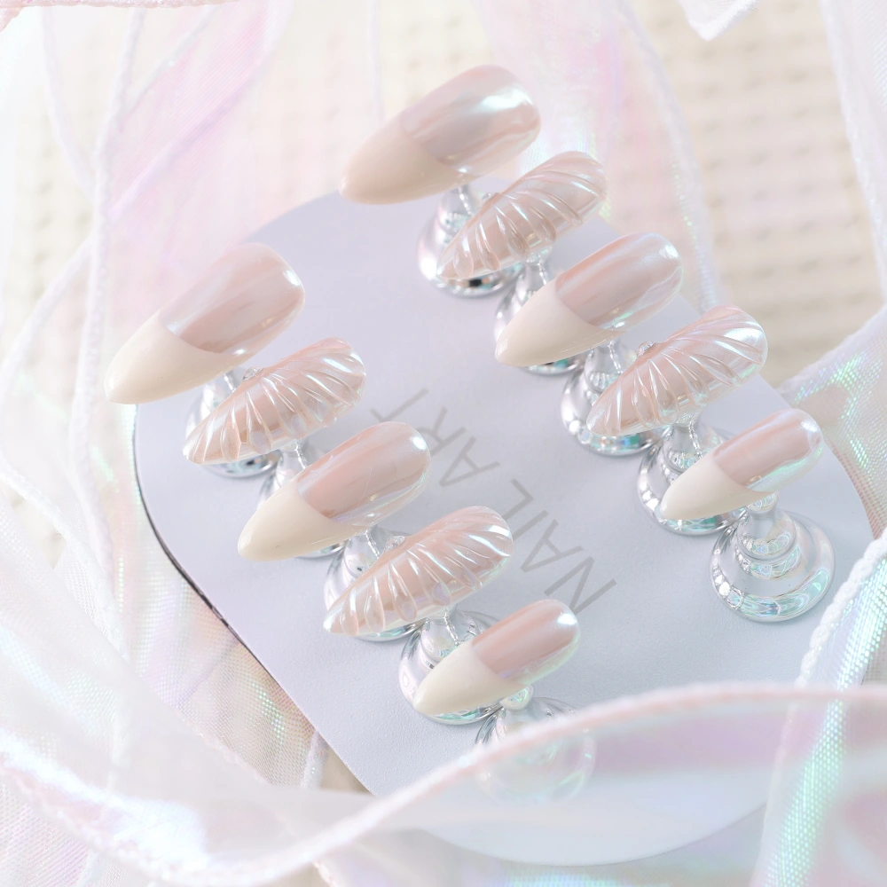 High-End Pearl Shell Pattern Press-On Nails