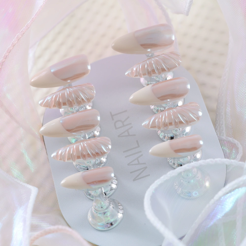 High-End Pearl Shell Pattern Press-On Nails