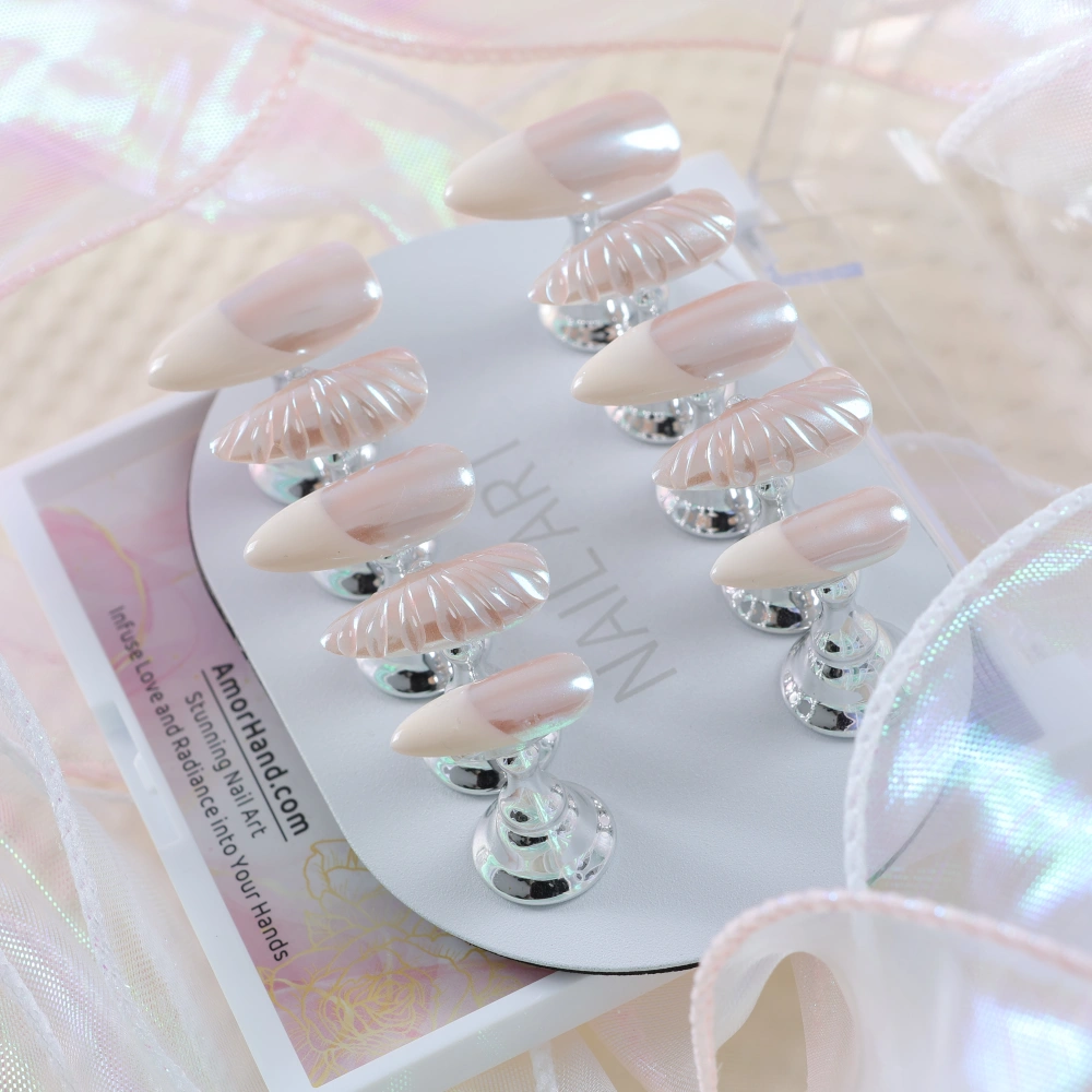 High-End Pearl Shell Pattern Press-On Nails