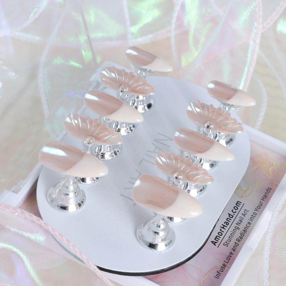 High-End Pearl Shell Pattern Press-On Nails