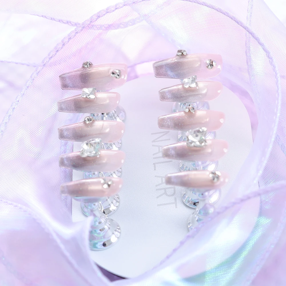Gentle Gradient Butterfly Rhinestone Press-on Nails