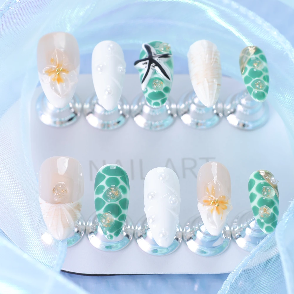 Shell Starfish Pearl Embossed Nail Art