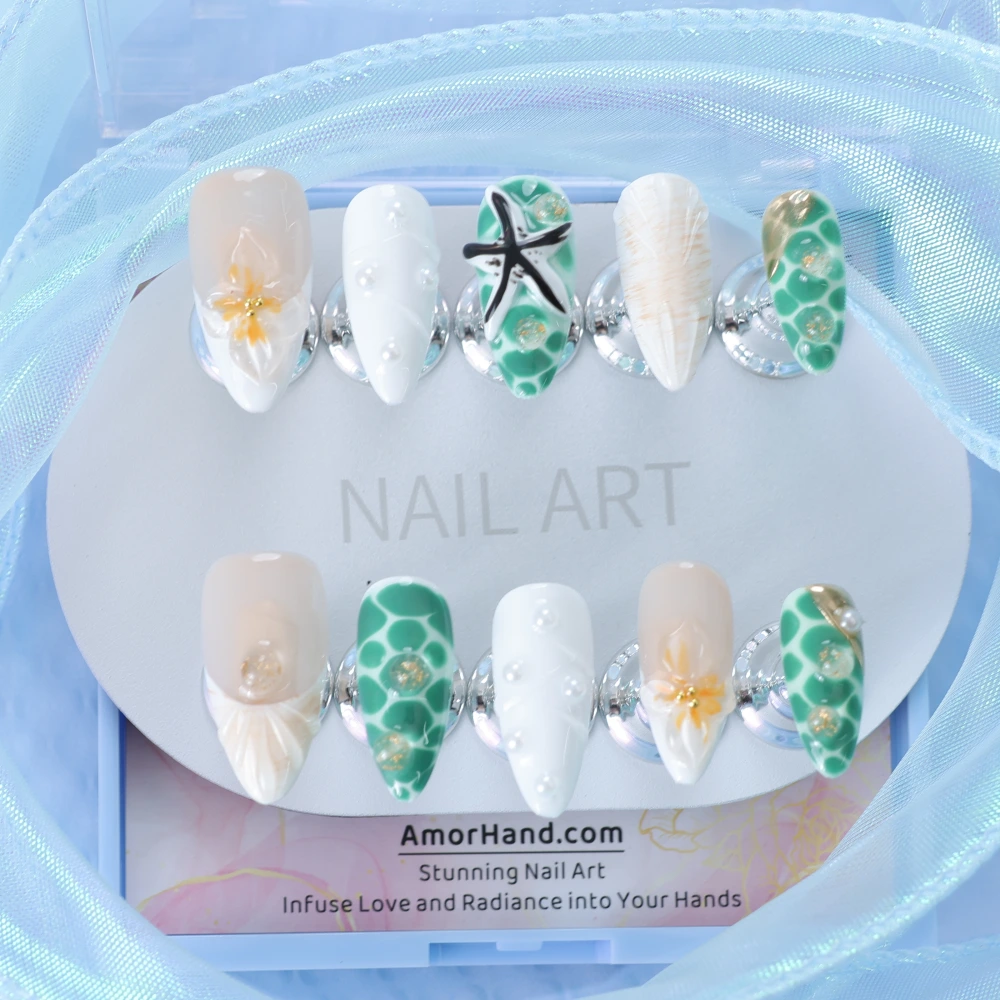 Shell Starfish Pearl Embossed Nail Art